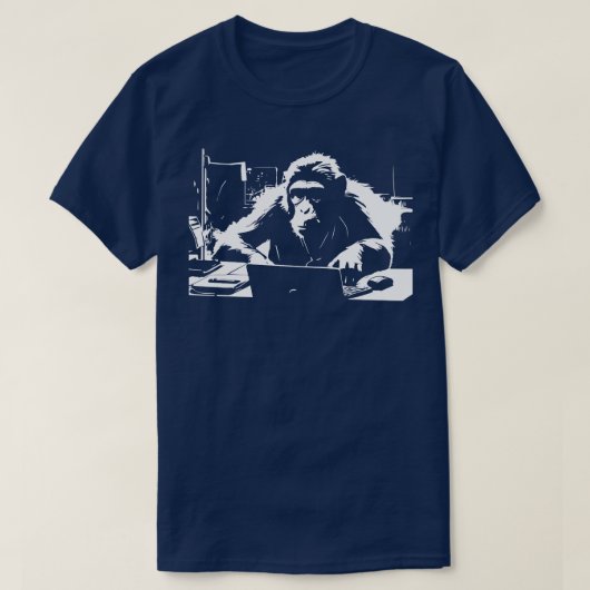 コンピュータ1でサルをする Tシャツ (デザイン正面)
