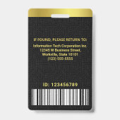 コンピュータITカスタム従業員フォトバーコードロゴ バッジ (裏面)