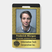 コンピュータITカスタム従業員フォトバーコードロゴ バッジ (正面)