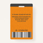 コンピュータIT従業員カスタムフォトバーコードロゴ バッジ (裏面)