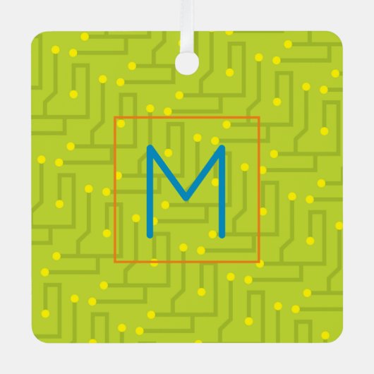 コンピュータWizイニシャルマザーボードモダンカラフル メタルオーナメント (正面)