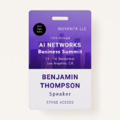 コンファレンス企業のイベント紫の写真 バッジ (正面)