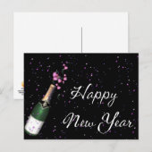 コンフェッティとワインボトルでおめでとう! 新年のポストカード シーズンポストカード (正面/裏面)