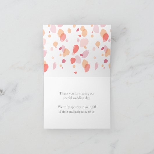 コンフェッティの花びらが舞う結婚式の感謝カード サンキューカード (内部)