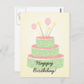 コンフェッティケーキ • 緑の誕生日ケーキ ポストカード (正面/裏面)