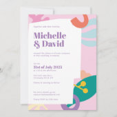 コンフェッティコラージュのフラット結婚式招待状 招待状 (正面)