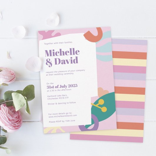 コンフェッティコラージュのフラット結婚式招待状 招待状