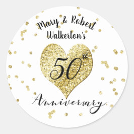 コンフェッティゴールド - 50周年結婚記念ステッカー ラウンドシール