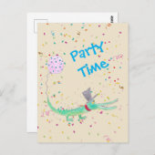 コンフェッティパーティーのカエル　グリーン　ベージュ ポストカード (正面/裏面)