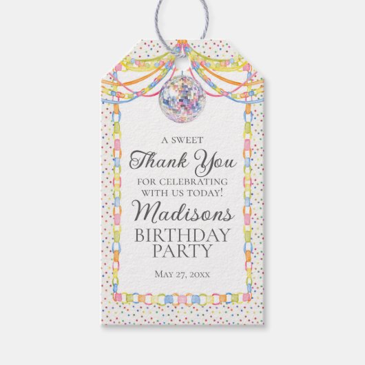 コンフェッティ誕生日パーティーのお返しグッズ ギフトタグ (正面)