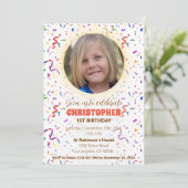 コンフェッティ & グミ 誕生日招待状 招待状 (スタンド正面)