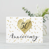 コンフェッティ ゴールド - 結婚50周年招待状 招待状 (スタンド正面)