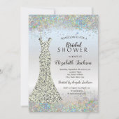 コンフェッティ シルバーグリッター ドレス ブライダルシャワー 招待状 (正面)