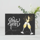 コンフェッティ スパークル グリッター モダン パーティー ホリデー カード (スタンド正面)