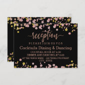 コンフェッティ スパークル シャイン ローズゴールド ウェディング レセプション エンクロージャーカード (正面/裏面)