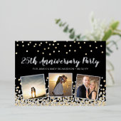 コンフェッティ フォト コラージュ 25周年パーティー 箔招待状 (立ち正面)