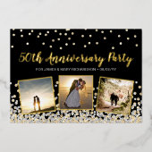 コンフェッティ フォト コラージュ 50周年パーティー 箔招待状 (正面)
