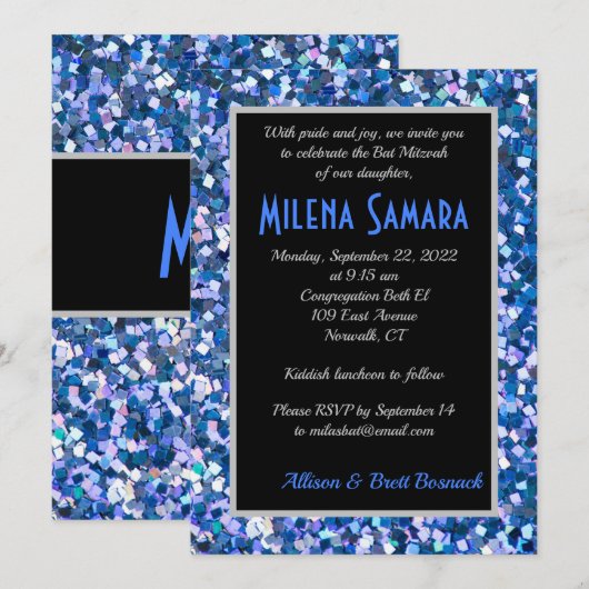 コンフェッティ ブルー インビテーション (正面/裏面)