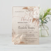 コンフェッティ ボーホー フラワー パンパス 30歳の誕生日パーティー 招待状 (スタンド正面)