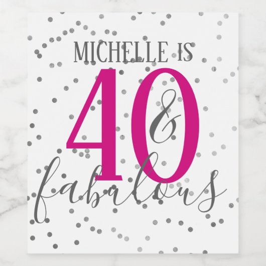 コンフェット40と素晴らしい誕生日パーティワインラベル ワインラベル (シングルラベル)