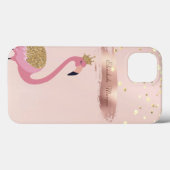 コンフェティ、ローズゴールドの筆跡 ピンクのフラミンゴ Case-Mate iPhoneケース (裏面 (横))