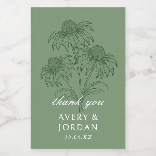 コンフエレガントロアフローラセージ緑結婚式の引き出物 ワインラベル (シングルラベル)