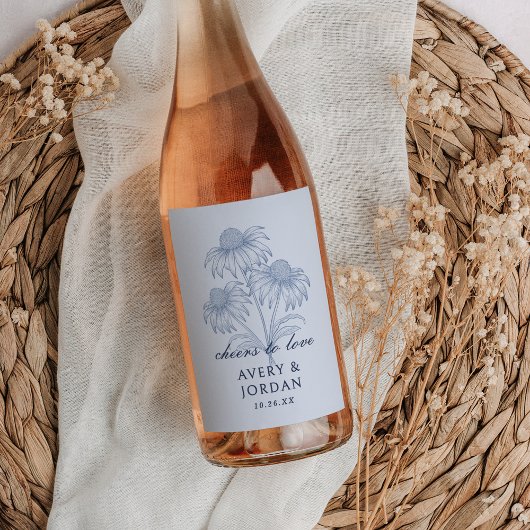 コンフエレガントロアフローラダスティブルー結婚ズ ワインラベル