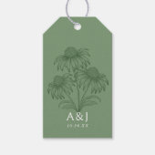 コンフエレガントロワーボタニカルセージ結婚グリーン ギフトタグ (正面)