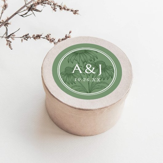 コンフエレガントロワーボタニカルセージ結婚グリーン ラウンドシール