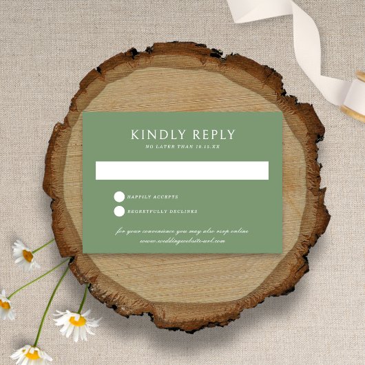 コンフエレガントロワーボタニカルセージ結婚グリーン 出欠カード