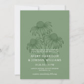 コンフエレガントロワーボタニカルセージ結婚グリーン 招待状 (正面)