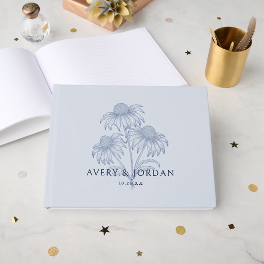 コンフエレガントロワーボタニカルダスティブルー結婚ズ ゲストブック (正面見開き)