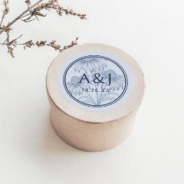 コンフエレガントロワーボタニカルダスティブルー結婚ズ ラウンドシール