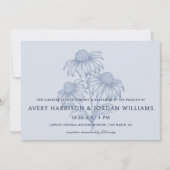 コンフエレガントロワーボタニカルダスティブルー結婚ズ 招待状 (正面)