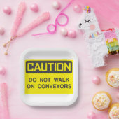 コンベヤの上を歩かないでサイン ペーパープレート (パーティー)
