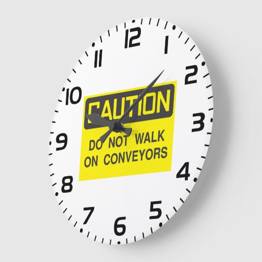 コンベヤの上を歩かないでサイン ラージ壁時計 (傾斜)