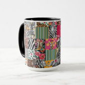 コンボマグカップ15オズ – サファリカラフルアニマルプリント マグカップ (正面左)