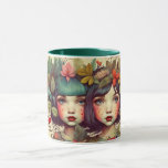 コンボマグ, 325 ml cute kawaii girl retro mug flower マグカップ