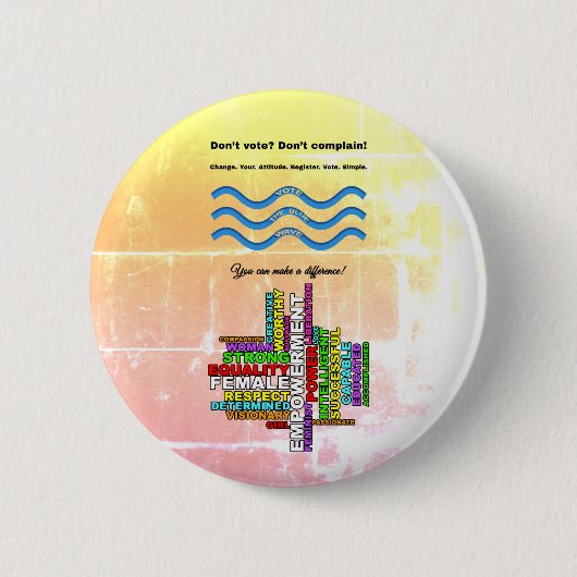 コンボ投票ブルー強い女性ワードクラウド 缶バッジ (正面)