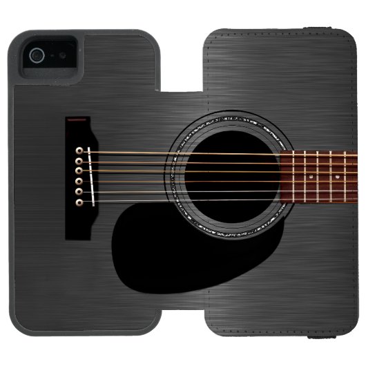 コンボ黒いギターのピアノ INCIPIO iPhoneウォレットケース (フォリオオープン)