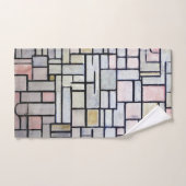 コンポジションのピンクとグレー、モンドリアン ハンドタオル (ハンドタオル)