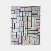 コンポジションのピンクとグレー、モンドリアン フリースブランケット (正面)