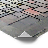 コンポジションのピンクとグレー、モンドリアン ポスター (角)