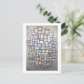 コンポジションのピンクとグレー、モンドリアン ポストカード (スタンド正面)