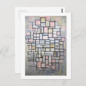 コンポジションのピンクとグレー、モンドリアン ポストカード (正面/裏面)