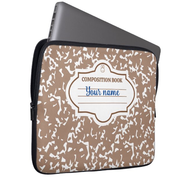 コンポジションノートbrown beige bunny ラップトップスリーブ (正面右)