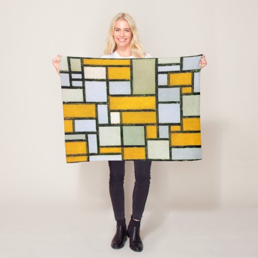 コンポジション黄色とグレー、モンドリアン フリースブランケット (インサイチュ)