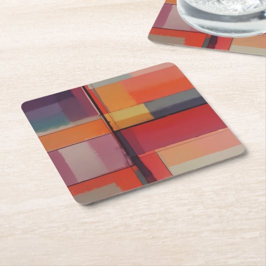 コンポジティモダンング抽象芸術アートワーク スクエアペーパーコースター (アングル)