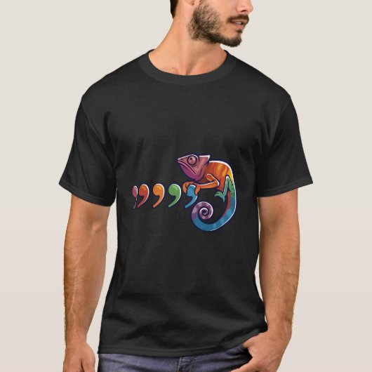 コンマおもしろいカメレオン80sスローバック tシャツ (正面)