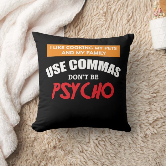 コンマのおもしろいな文法英語の先生を使用して下さい クッション (ブランケット)